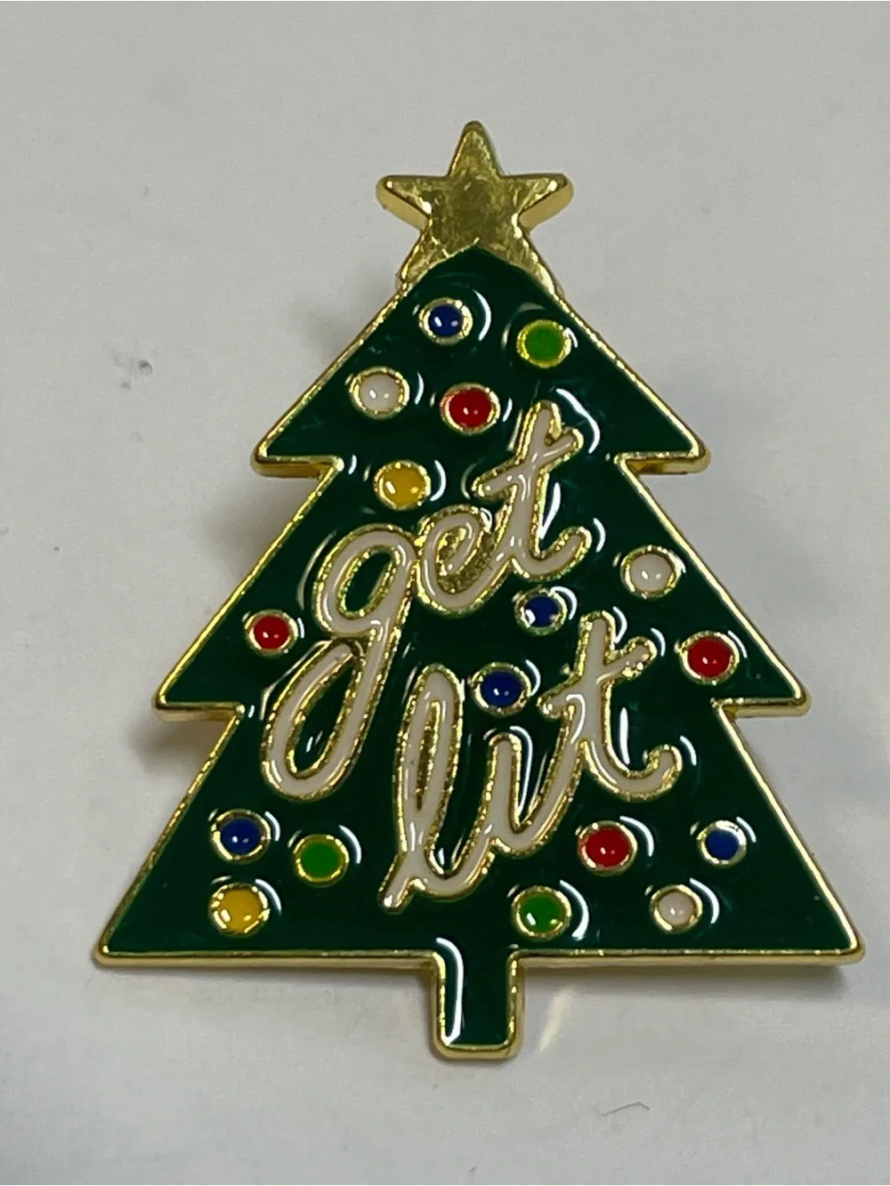 Funny Enamel Pin, Christmas Tree, “Get Lit”, Vintage Spencer’s Workshop, Snarky